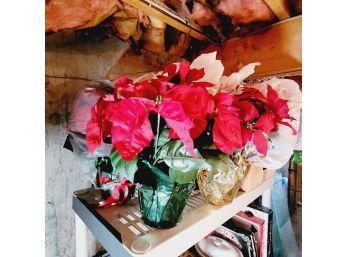 Set Of 8 Faux Poinsettia Plants (Basement)