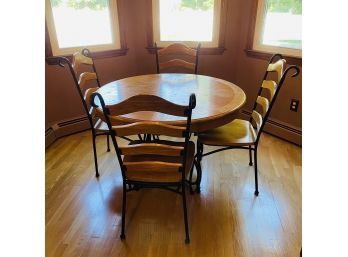 Beautiful Oak And Iron Table Set With Four Chairs (Kitchen)