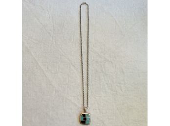 Black And Blue Mosaic Pendent With Silver-finish Chain (Kitchen)