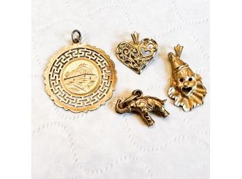 Assortment Of Gold Tone Charms, Clown Is Marked (Living Room)