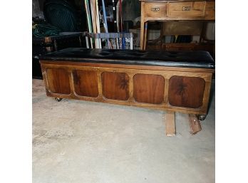 Vintage Lane Cedar Chest With Black Leather Top (Basement)