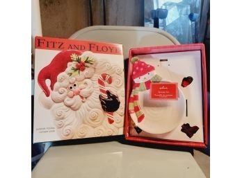 Fitz And Floyd Santa Plate And Hallmark Snowman Plate (Basement)