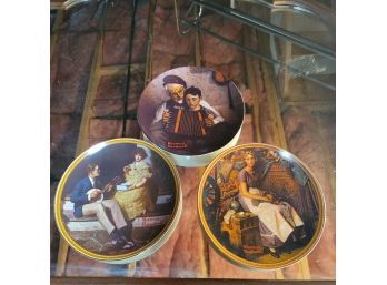 Set Of 3 Norman Rockwell Plates (Basement)