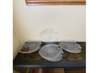 Set Of 4 Glass Fish Plates (Dining Room)