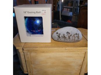 10' Gazing Ball And Irish Hide A Key Faux Rock (Basement)