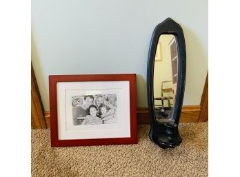 Wooden Frame And Hanging Mirror With Candle Holder (Upstairs Sitting Room)