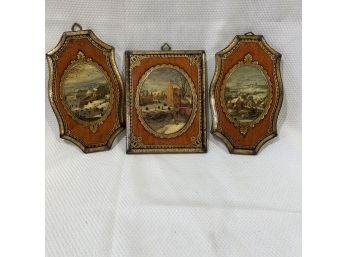 Three Gilded Vintage Winter Scenes