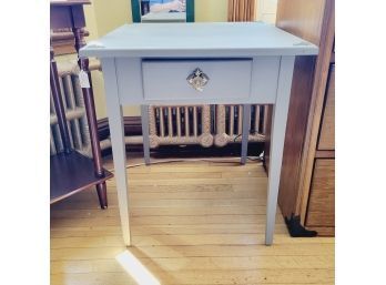 Blue Accent Table With Metal Accents (Room 2)