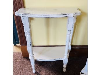 White Distressed Refinished Demi-Lune Accent Table 22'x24'x12' (Zone 3)