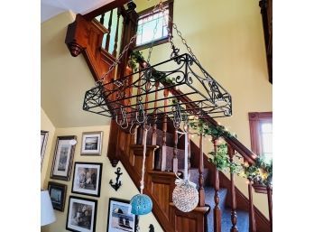 Hanging Metal Pot Rack With Hooks And Two Decorative Pieces (Room 4)