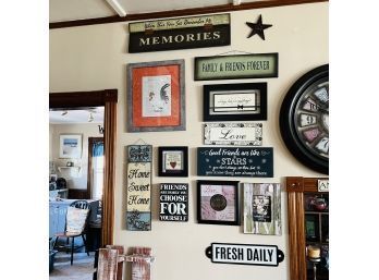 Wall Art Lot: Metal And Wood Signs, Framed Art (Room 6)