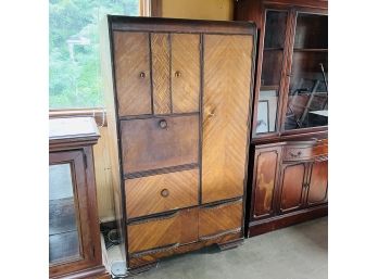 Vintage Mid-century Waterfall Front Armoire With Cedar Closet * (Barn - Main Room)