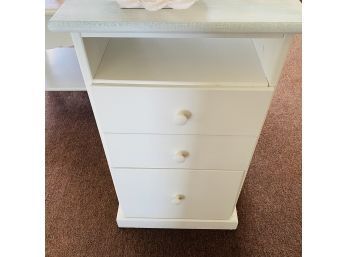 Refinished White And Blue Solid Wood Chest Of Drawers 17.5'x30.5'x20' (Zone 3)