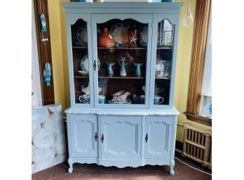 Light Blue And Wood Refinished China Cabinet 45.5'x68'x15' (Zone 3)