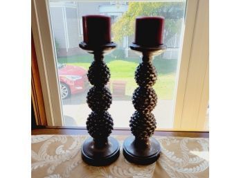 Set Of 2 Acorn Pillar Candle Holders (Room 2)