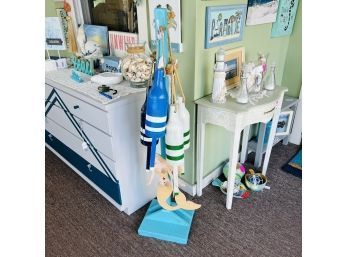 Wooden Mermaid Coat Rack With Buoys (Room 5)