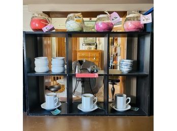 Refinished Trinket Shelf With Assorted Decorative Items And Candles (Zone 1)