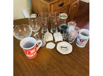 Miscellaneous Glass Lot Including Ashtray, Candles, And Decorative Boxes (Upstairs Kitchen)