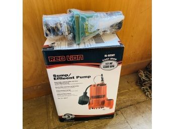 Red Lion 1/2 HP Sump Pump And Hose Fitting - Like New! (Porch)