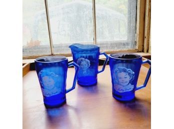 Vintage Shirley Temple Glasses And Pitcher (Bedroom)