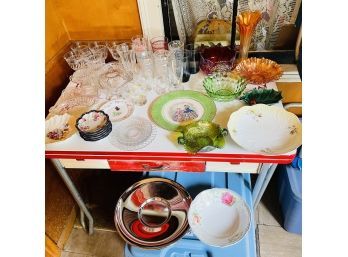 Glass Lot Including Assorted Stemware, Bowls, & Plates (first Floor Porch)