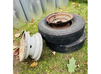 Pair Of Utility Tires With Metal Rims (Outside)