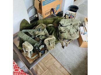 Koran War Era Military Issue Storage Bag, Vest/belt And Bag (Upstairs Patio)