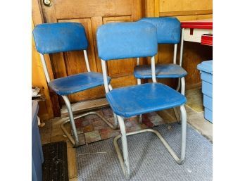 Set Of Three Vintage Metal And Vinyl Chairs (First Floor Porch)