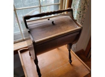 Vintage Wood Sewing Basket (Bedroom)