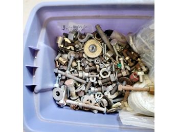 Various Nuts And Bolts Plus Other Hardware. Blue Bucket K (Zone 1)