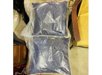 Set Of Two Nautical Pillows In Original (ripped) Packaging (Zone 4)