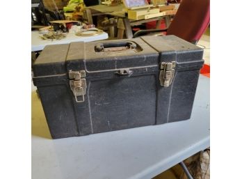 Black Plastic Tool Box. Contains A Few Tools And Hardware (Zone 1)