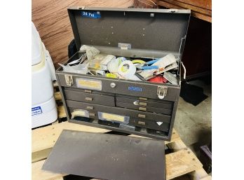 Metal Tool Storage Box With Contents (Center Zone)