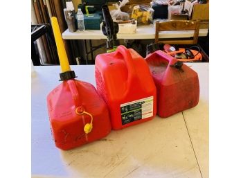 Set Of Three Empty Plastic Gas Containers (Zone 1)