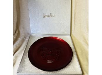 Neiman Marcus Hand Painted Glass Platter With Butterfly In Gift Box (Basement Room)