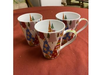 Set Of Three Colorful Christmas Tree Mugs (Basement)