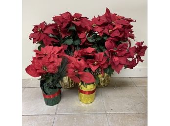 Bin Lot Of Faux Silk Poinsettia (two Sizes) In Used Condition