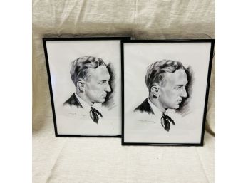 Pair Of Framed Portrait Prints (Basement Room)