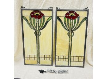 Pair Of Meyda Tiffany Stained Glass Panels (Basement Room)