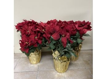 Bin Lot Of Faux Silk Poinsettia In Used Condition