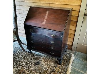 Vintage Clawfoot Secretary Desk With Curved Front Drawers (Entry)