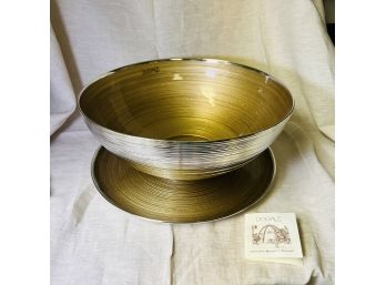 Large Dogale Glass And Silverplate Serving Bowl With Underplate (Basement Room)