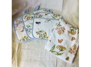 Lenox Butterfly Meadow Pot Holders And Dish Towel (Basement Room)