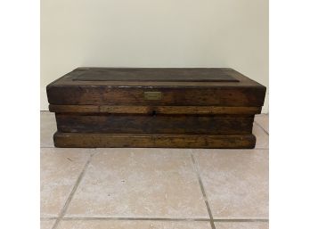 Antique Wooden Tool Box With Handles And Interior Tray (Basement)