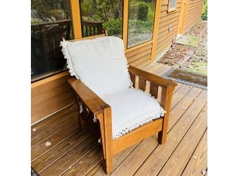 Vintage Wood Chair With Cushions And Adjustable Back (Porch)