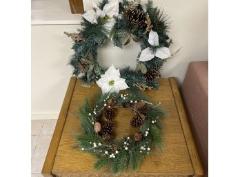 Two Holiday Wreaths In Good Condition