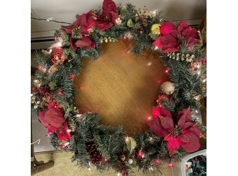 Large Holiday Wreath With Lights