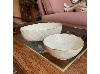 Pair Of Lenox White And Gold Bowls