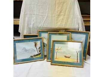 Assortment Of Framed Watercolor Prints (Basement Room)