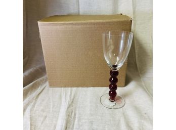 Vietri Italian Red Stemmed Wine Glasses - Set Of 6 (Basement Room)